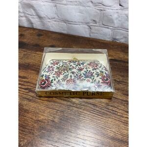 Vintage Floral‎ Tapestry Cosmetic Purse Kisslock Clutch New in Box